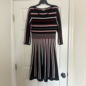 Appraisal Midi Striped Dress Black Red White Size Medium Business Church Wedding